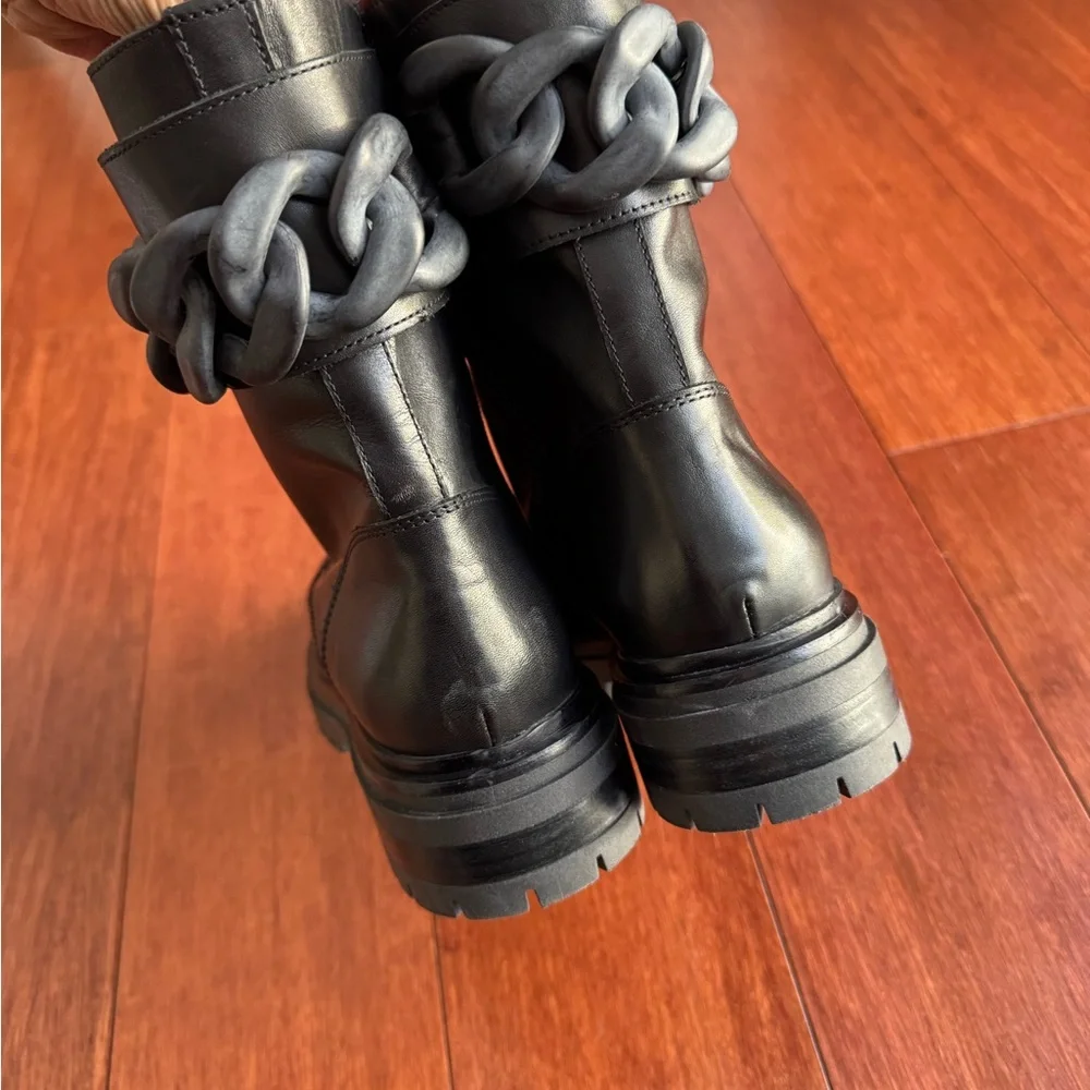 Beautiisoles Robyn Women Zoey Black Leather Lace up Combat Boots Eu37 US7 $449 - Picture 11 of 16